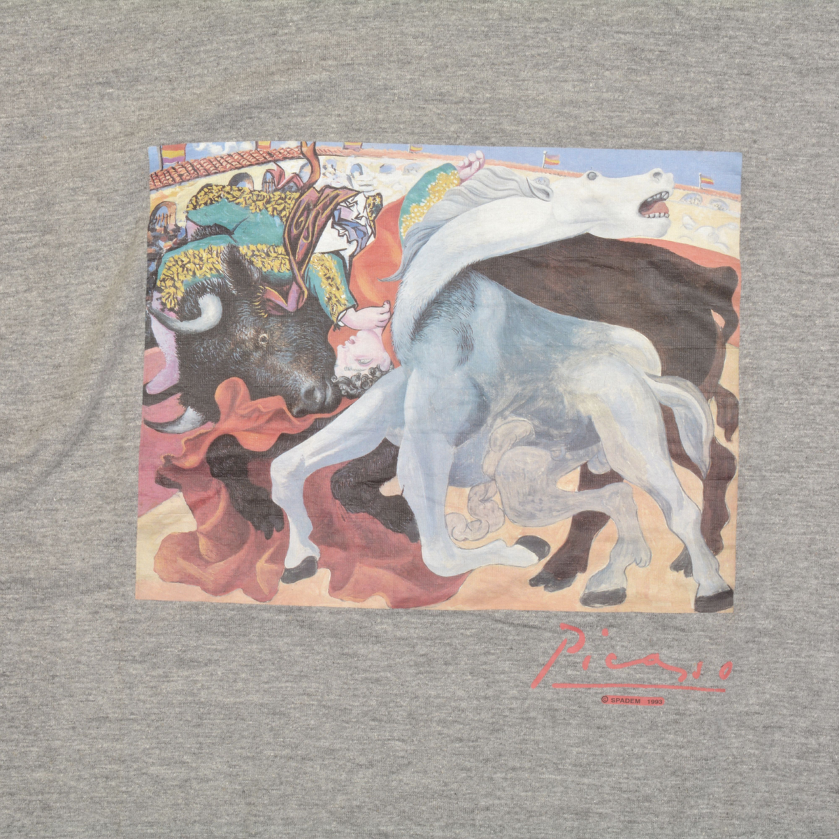 T-Shirt vintage gris - Corrida La Mort du Torero Pablo Picasso - L'ÉTIQUETTE